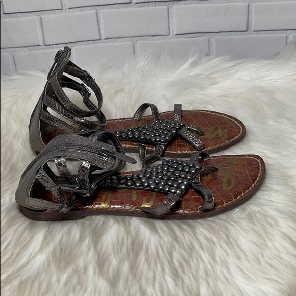 Sam Edelman Sandles Ginger Back Zip Metallic Beaded Gladiator Style size 5 - Picture 5 of 10